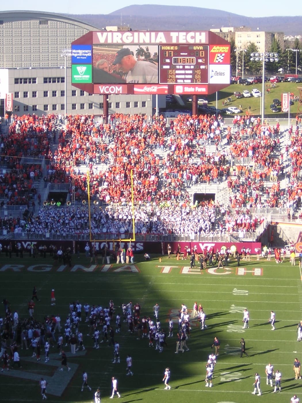 Postgame scene at Lane Stadium after the 2006 Virginia Tech-Virginia game for the Commonwealth Cup