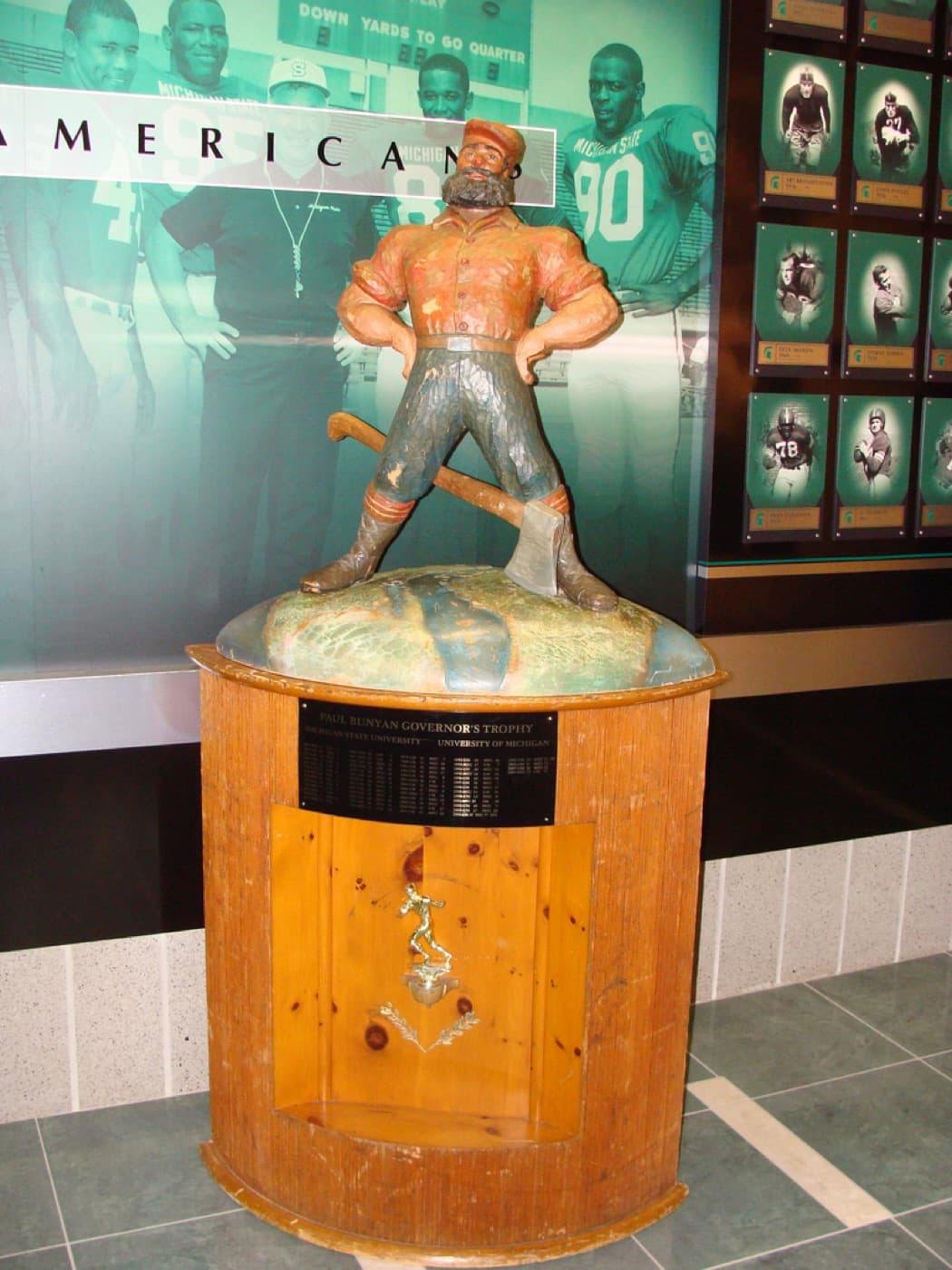 The Paul Bunyan Trophy on display at Michigan State, photographed January 26, 2009.