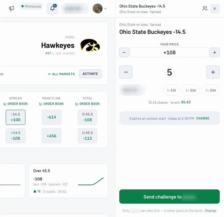 Set your price and amount, then send it