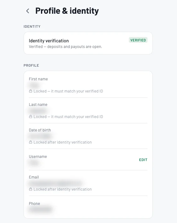 Verify your identity to unlock real money