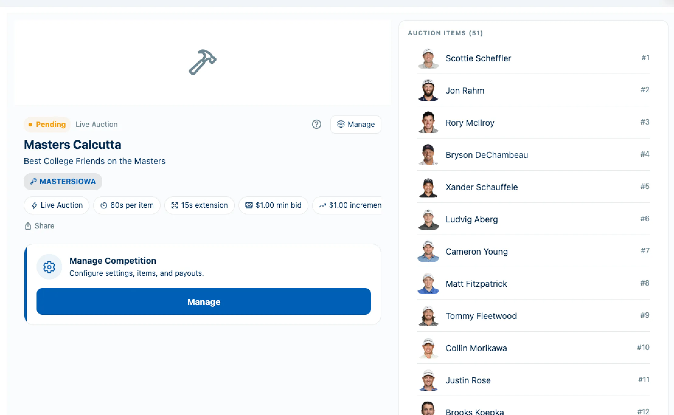 Open Manage and configure the payout settings