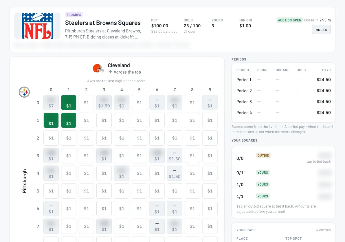 Bid, track and settle the board