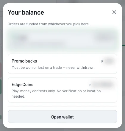 Tap your balance and open your wallet