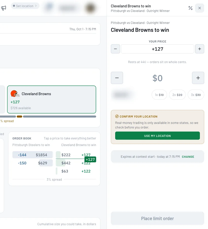 A limit order waits until someone takes your price