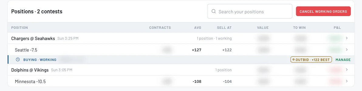 Find your working order in Portfolio