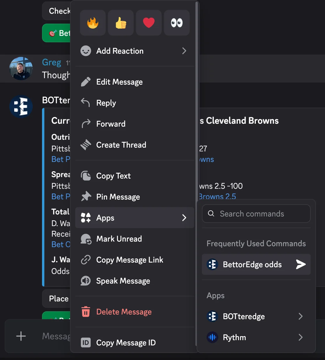 Right-click a message about a game