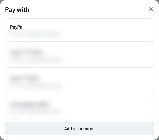 Pick how to pay, or add an account