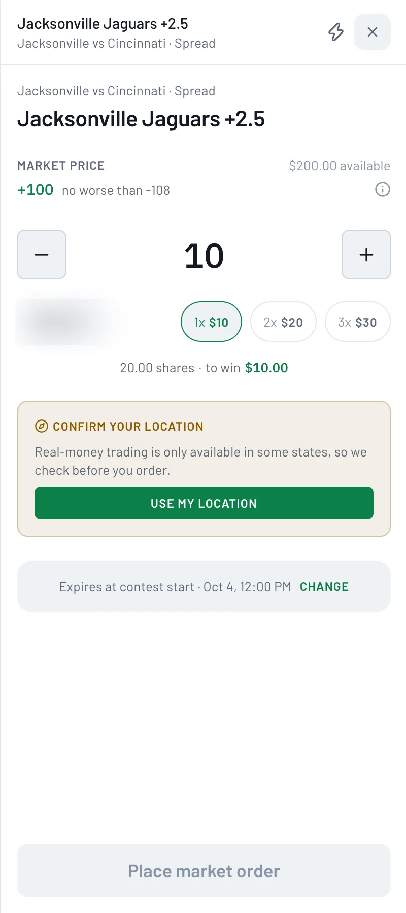 Enter your amount and confirm your location