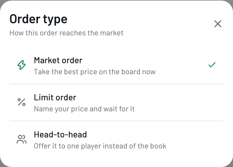Choose an order type
