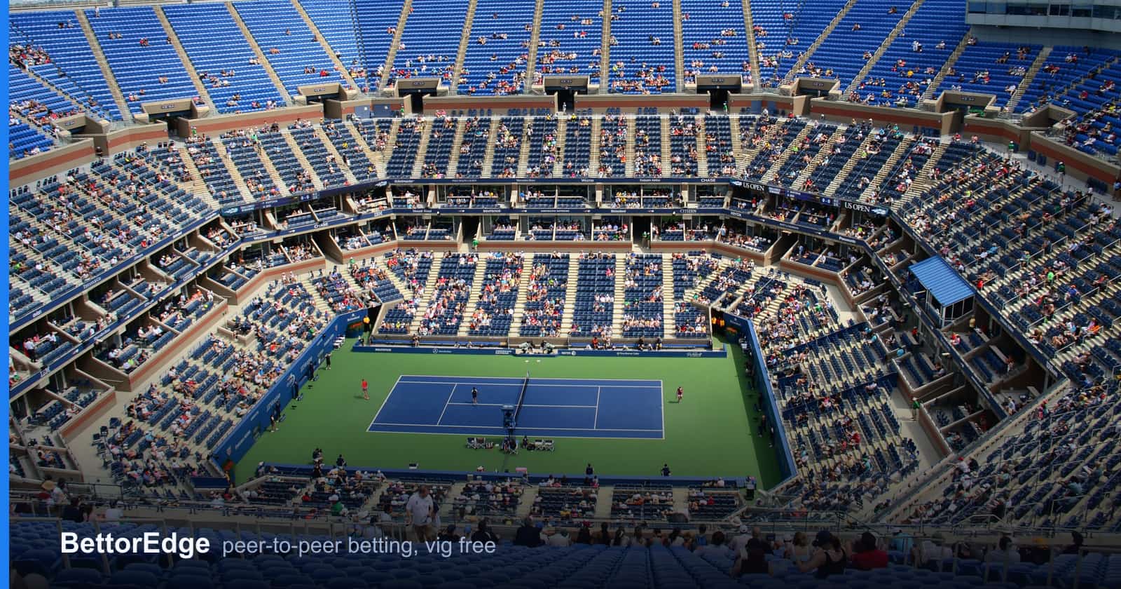Arthur Ashe Stadium seen from the upper deck, the main court of the US Open