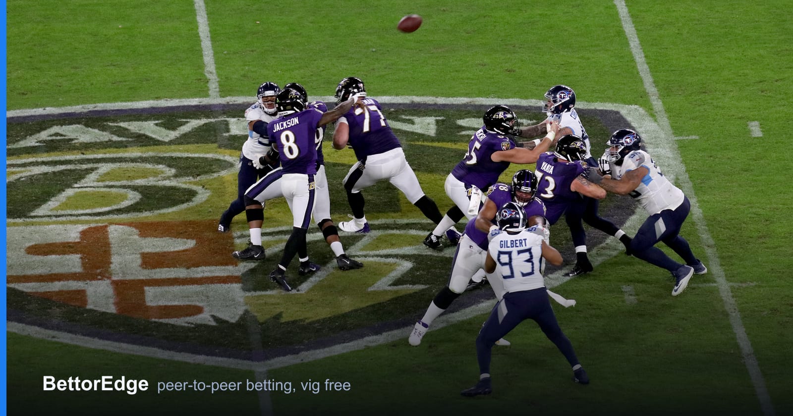An NFL quarterback releasing a pass, the play behind passing yardage and completion props