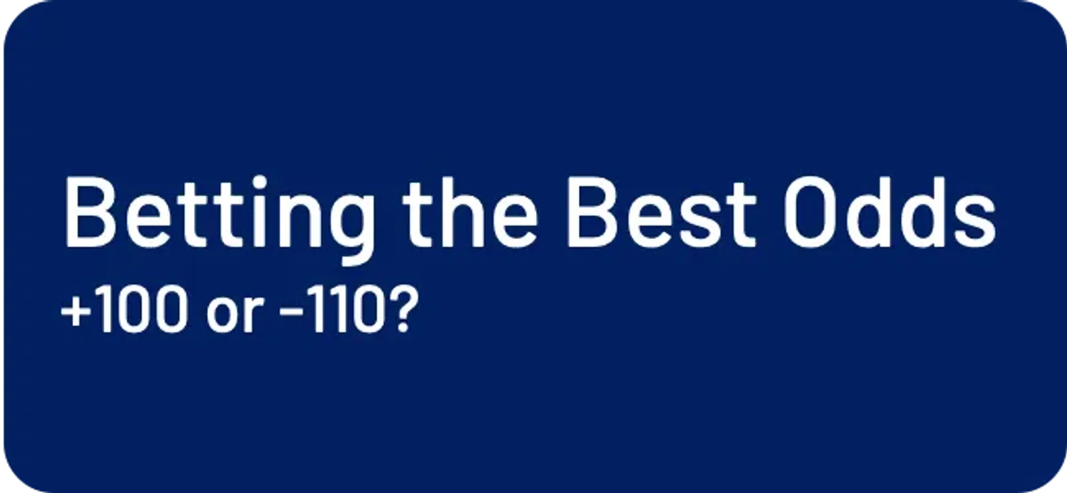 Graphic reading Betting the Best Odds: +100 or -110?, the question every screen answers