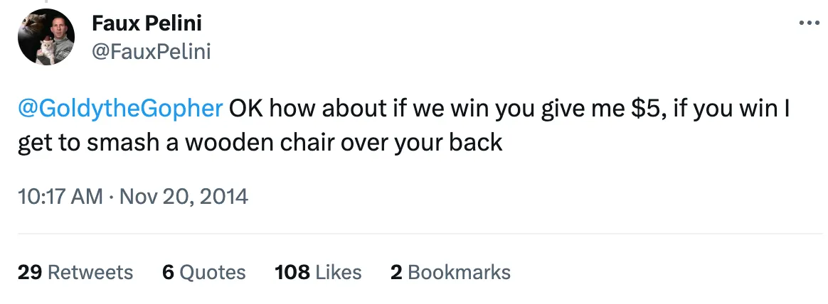 How a $5 bet is fun, friendly, competitive and the beginning of a rivalry...