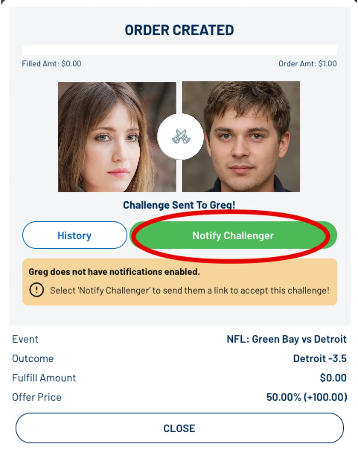 Bet Head to Head with Someone